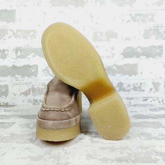 NEW Marc Fisher Taupe Tan Suede Lina Chunky Platform Heeled Loafers D1034 - Picture 8 of 11